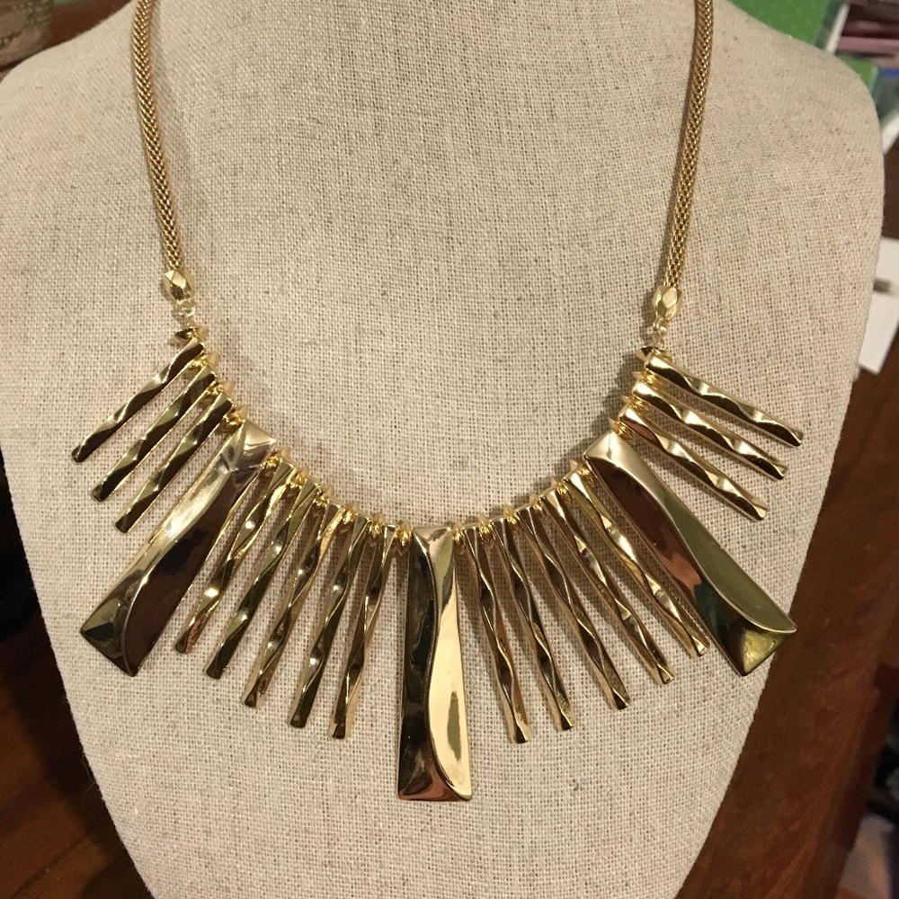 Gold Fringe Statement Necklace